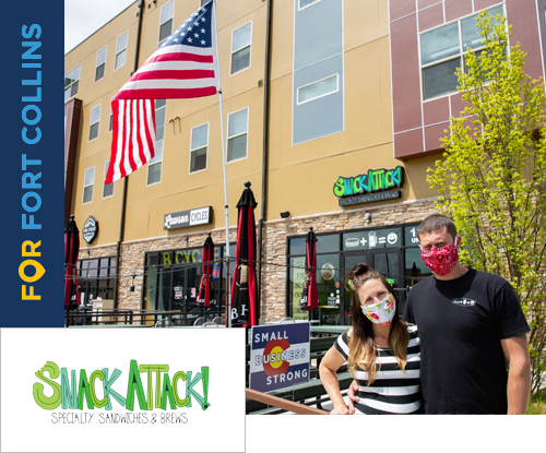Snack Attack owners with For Fort Collins logo.