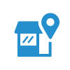 blue icon of a store location